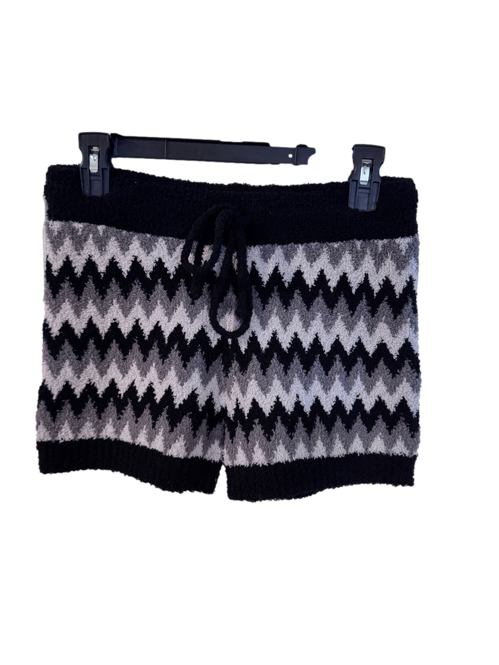 POL Cozy Eyelash Knit Lounge Shorts Black Gray Chevron Pattern Size Small NWOT